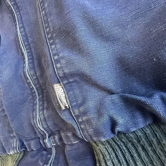 Vintage Walls Duck Canvas Jacket Hooded Full Zip Large Lined Blue Workwear 90s